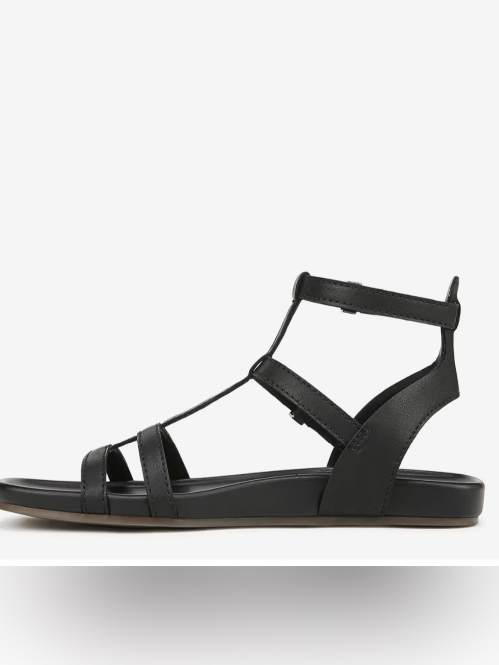Franco Sarto Black Strappy T‑Bar Flat Sandals - Picture 2 of 9
